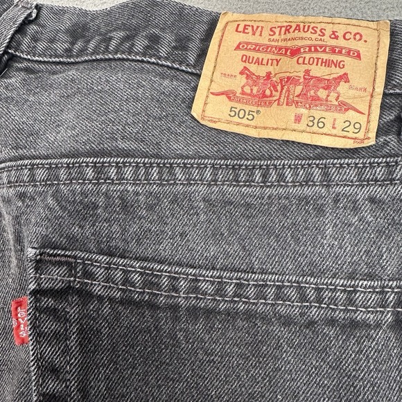 Vintage Levis 505 Regular Fit Jeans Men's‎ 36x29 Washed Black USA Made 2003 Y2K - Picture 11 of 12
